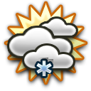 Mostly cloudy Light snow